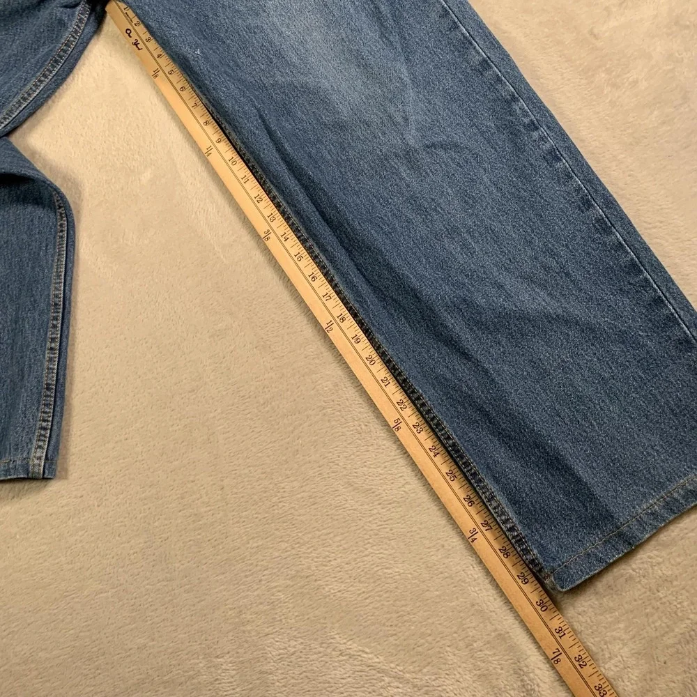 Levis 501 Mens Jeans 42x30 Blue‎ Denim Straight Leg Button Fly Classic Red Tab